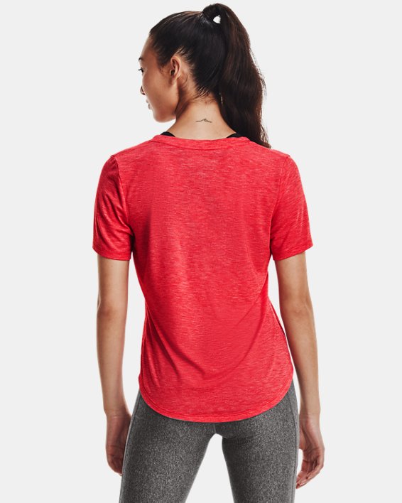 Women's UA Breezy Collegiate Sideline V-Neck T-Shirt, Red, pdpMainDesktop image number 1
